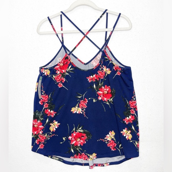 Paper Moon Basima Back Navy Floral Criss Cross Strap Tank Top Large Stitch Fix - Picture 4 of 9